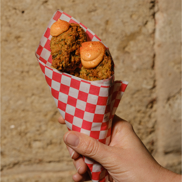 Falafels et mayonnaise à la poudre de poivrons